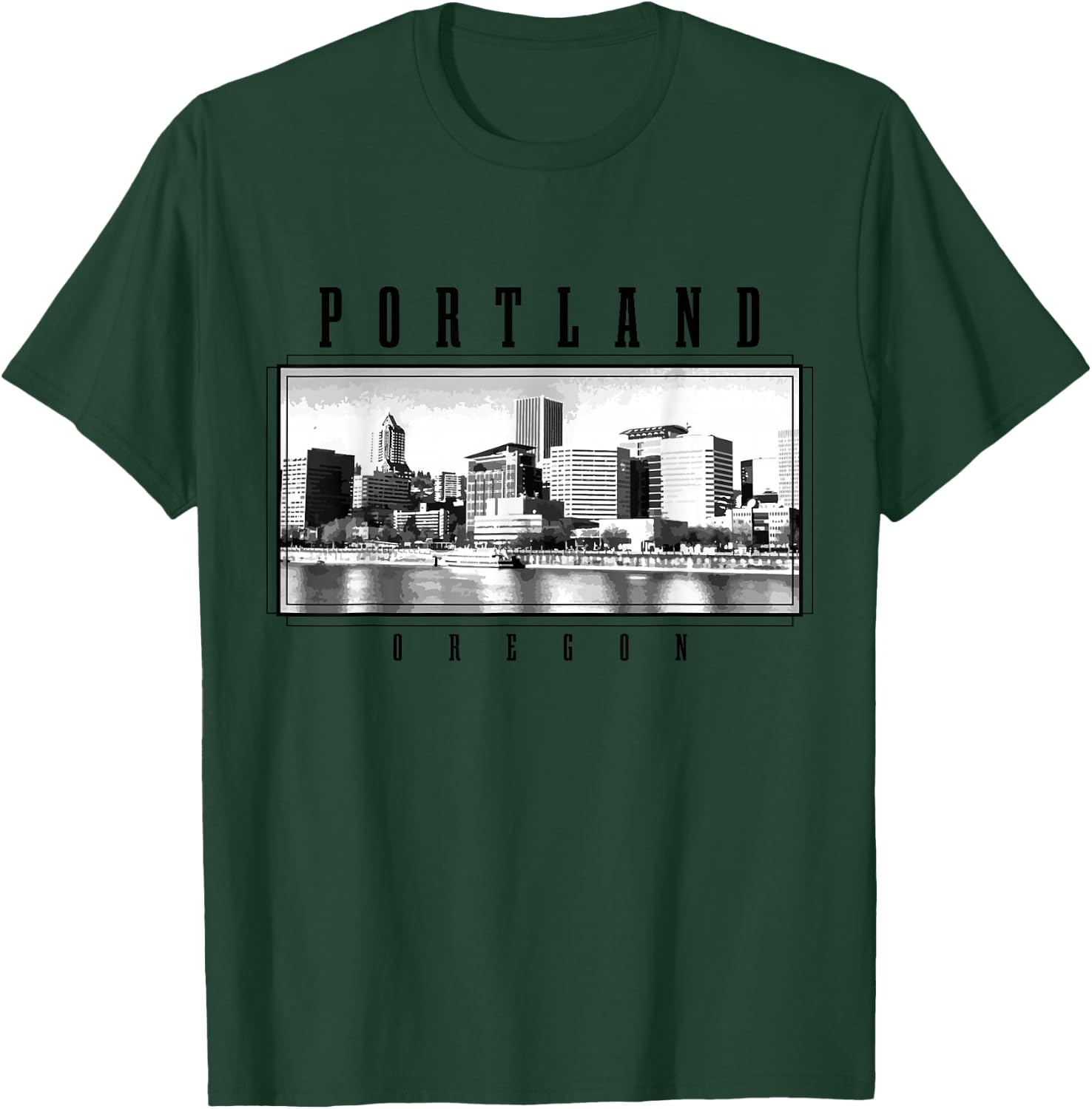 Portland Oregon Vintage Skyline USA America Souvenir T-Shirt - T-Shirt | Forest