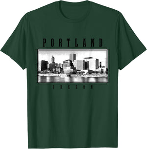 Portland Oregon Vintage Skyline USA America Souvenir T-Shirt - T-Shirt | Forest