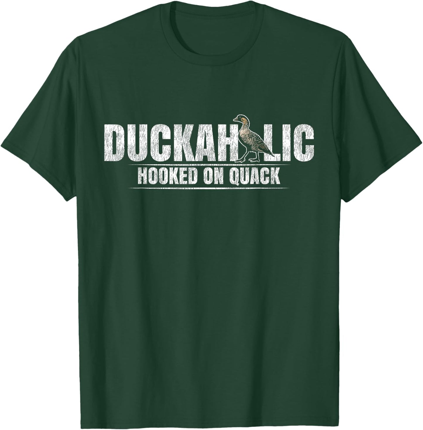 Duck Hunting Hunter Pun Vintage Duckaholic Hooked On Quack T-Shirt - T-Shirt | Forest