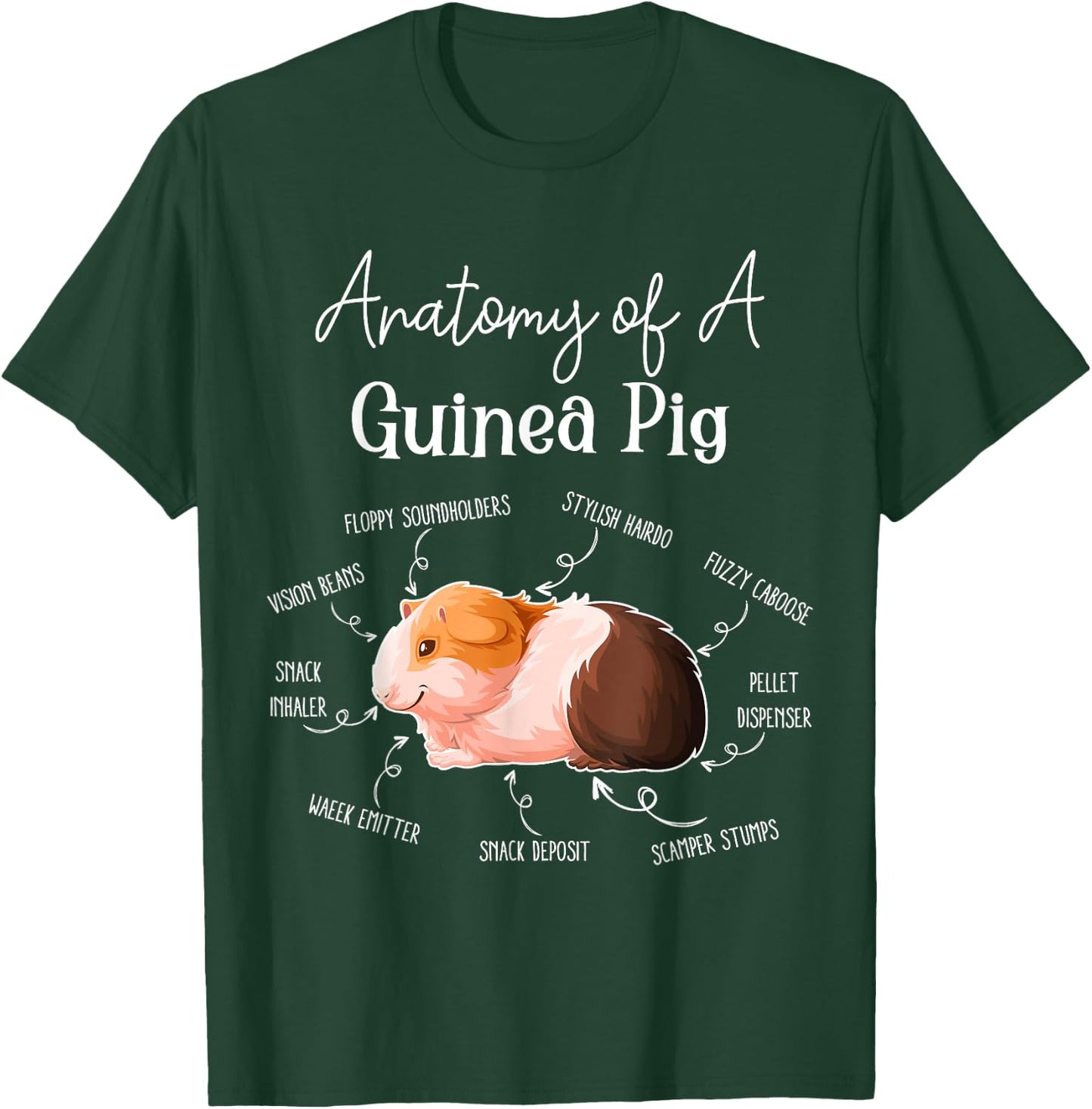 Cute & Funny Guinea Pig Gifts Men Kids x Anatomy Of A Guinea Pig - Black, Small T-Shirt - T-Shirt | Forest