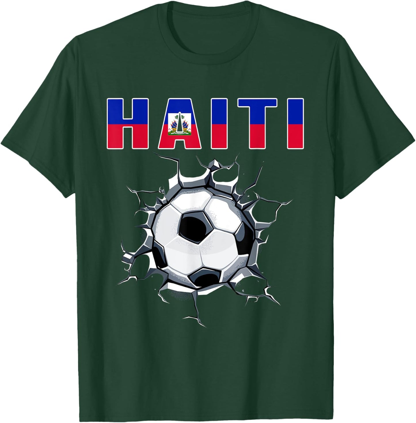 Haiti Soccer Fans Jersey Haitian Football In Cracked Wall T-Shirt - T-Shirt | Forest