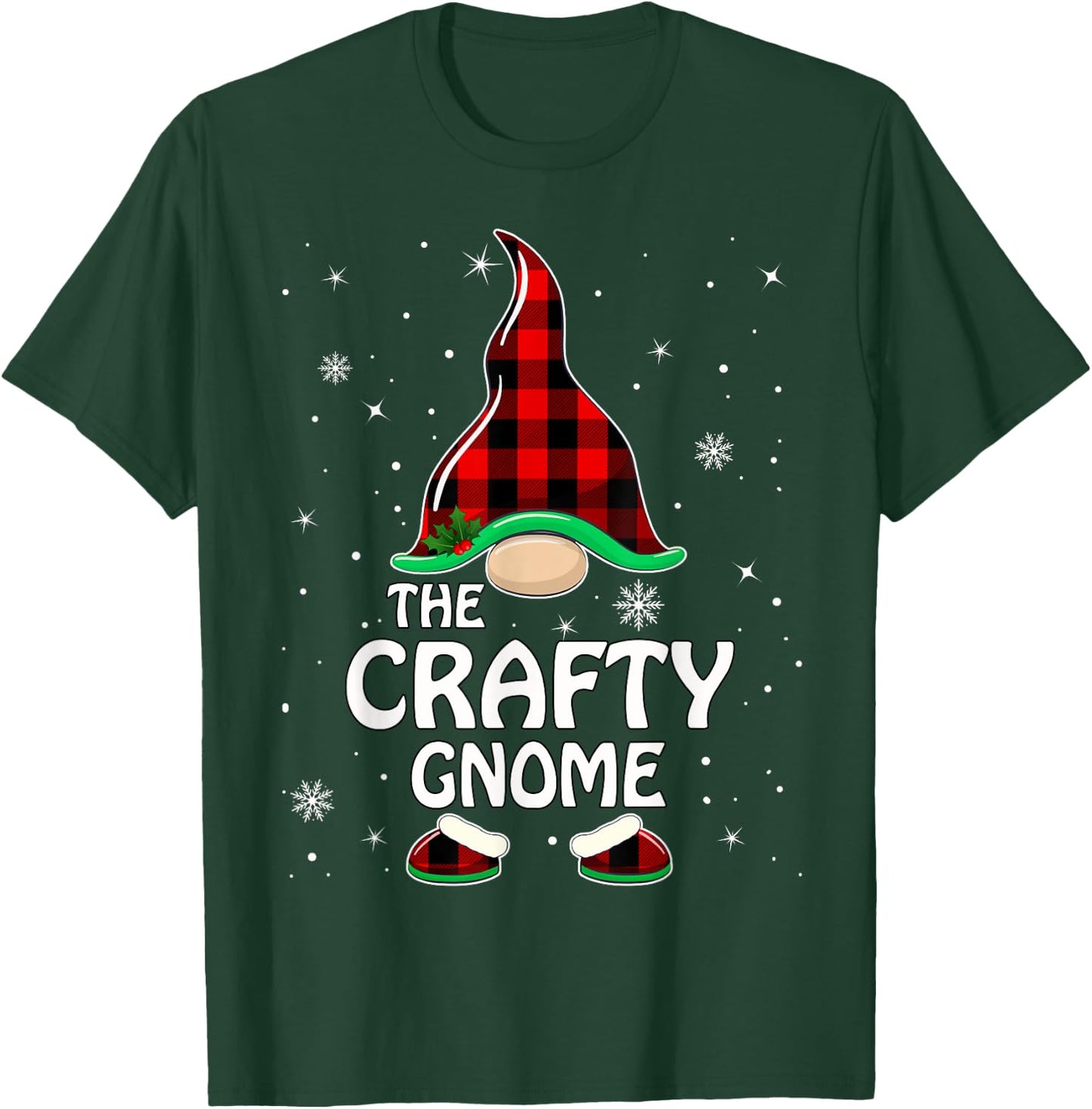 Crafty Gnome Buffalo Plaid Matching Family Christmas Pajama T-Shirt - T-Shirt | Forest
