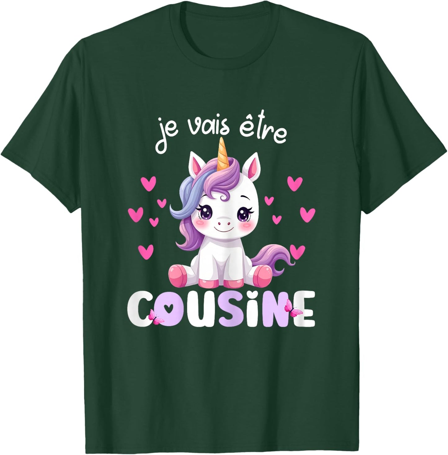 I Will Be Cousin Unicorn Announcement Pregnancy Cousin , Black, Female X-Small T-Shirt - T-Shirt | Forest