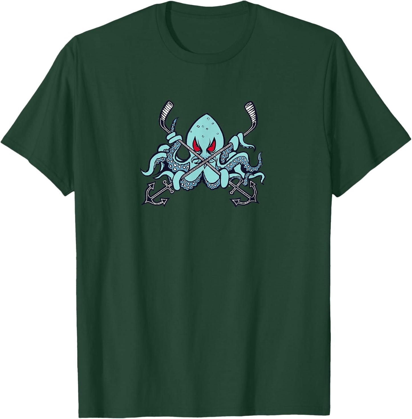 Ice Hockey Octopus Squid Ocean Sea Monster Beast T-Shirt - T-Shirt | Forest
