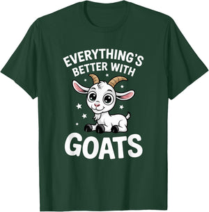Cute Goat Lover Adults or Kids Boys Girls Goats T-Shirt - T-Shirt | Forest