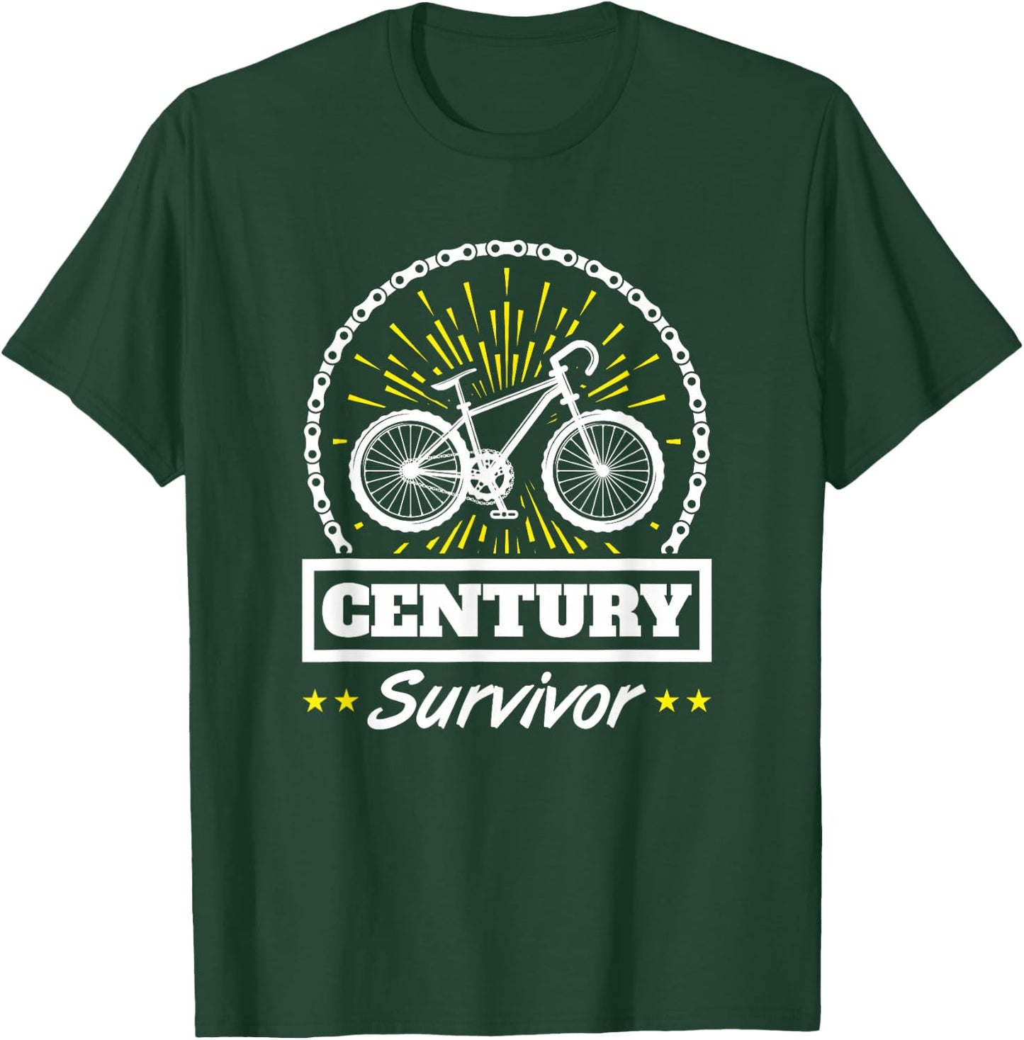 Century Survivor Cycling Century Ride 100 Miles T-Shirt - T-Shirt | Forest