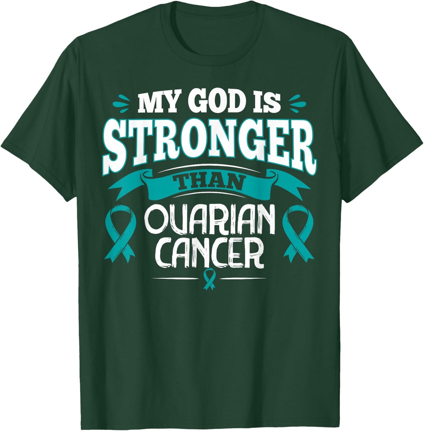 Gift Ovarian Cancer Patients Teal Ribbon T-Shirt - T-Shirt | Forest