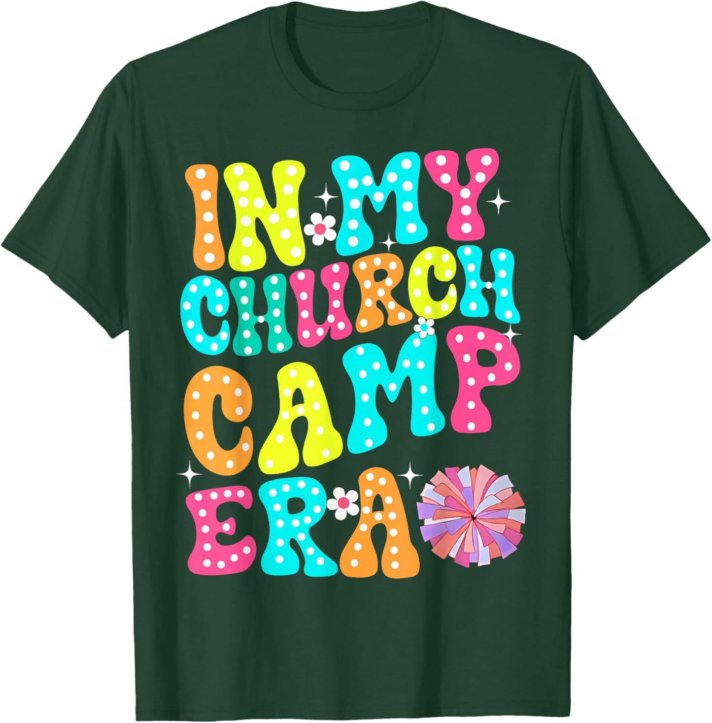 In My Church Camp Era Funny Groovy Summer Camping T-Shirt - T-Shirt | Forest
