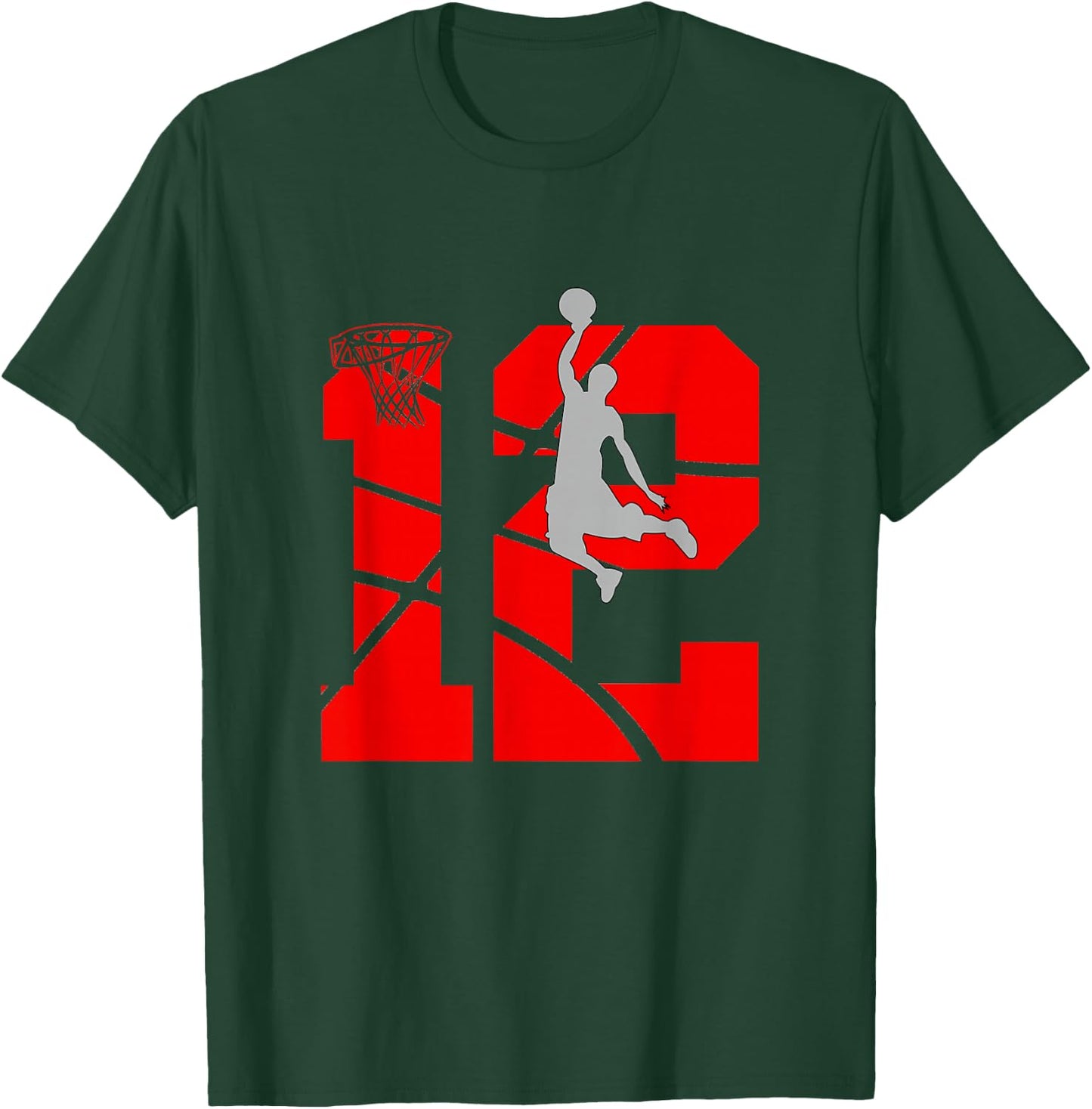 12 Year Old 12th Basketball Birthday PartyTheme Boys Girls T-Shirt - T-Shirt | Forest