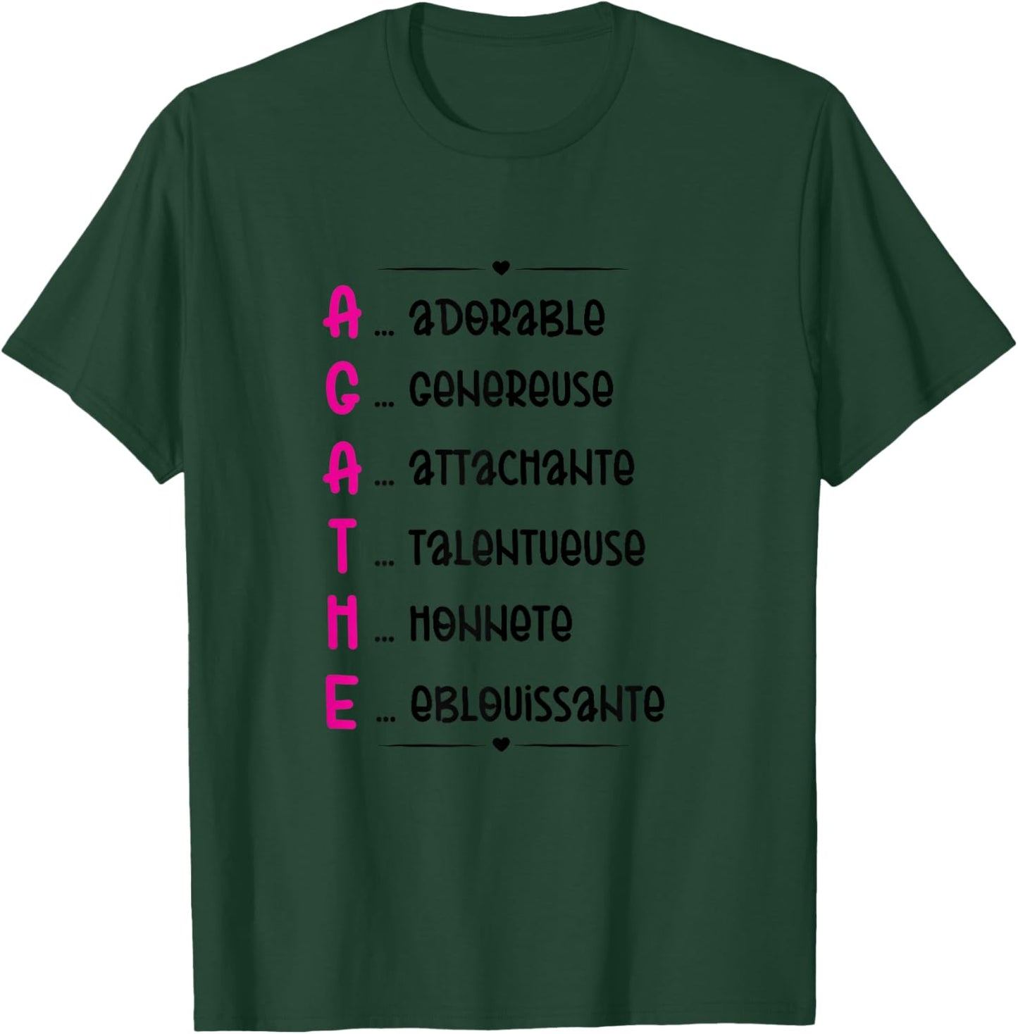 Agathe Prenom Personnalisé Femme Cadeau Prenom Agathe Girls' , white T-Shirt - T-Shirt | Forest