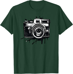 Capture The Moment Vintage Camera Photographer Print T-Shirt - T-Shirt | Forest