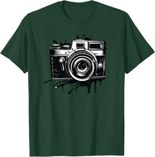 Capture The Moment Vintage Camera Photographer Print T-Shirt - T-Shirt | Forest