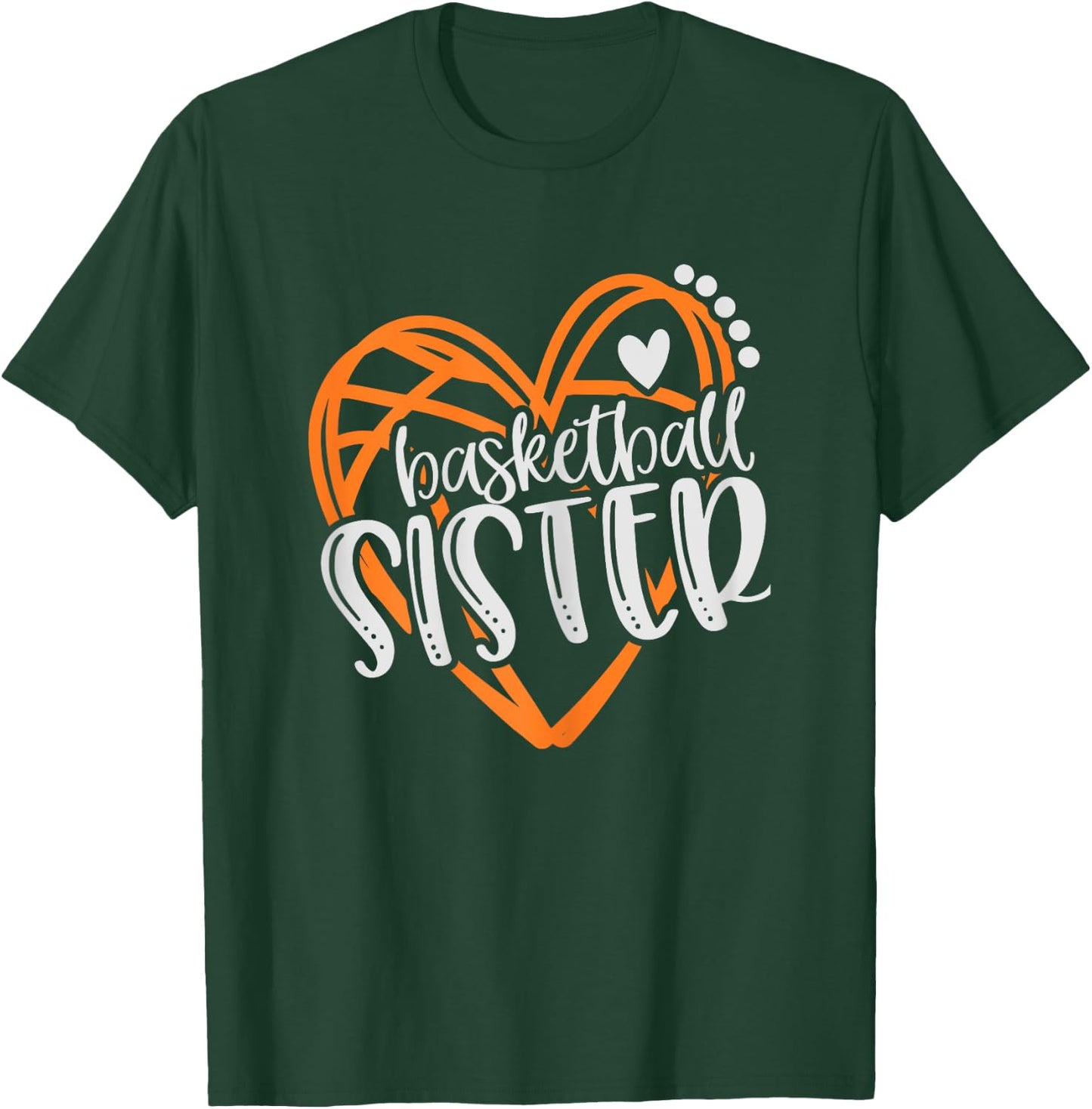 Girls Basketball Sister Heart Distressed T-Shirt - T-Shirt | Forest