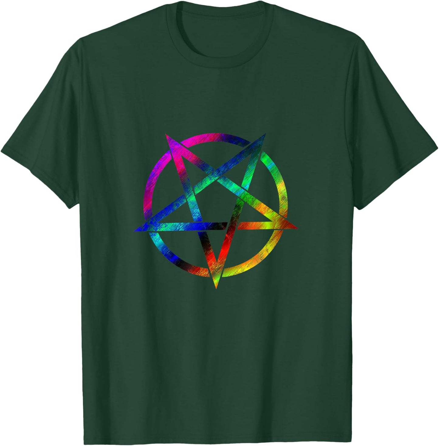 Rainbow Pentagram - Wiccan Pagan Witch T-Shirt - T-Shirt | Forest