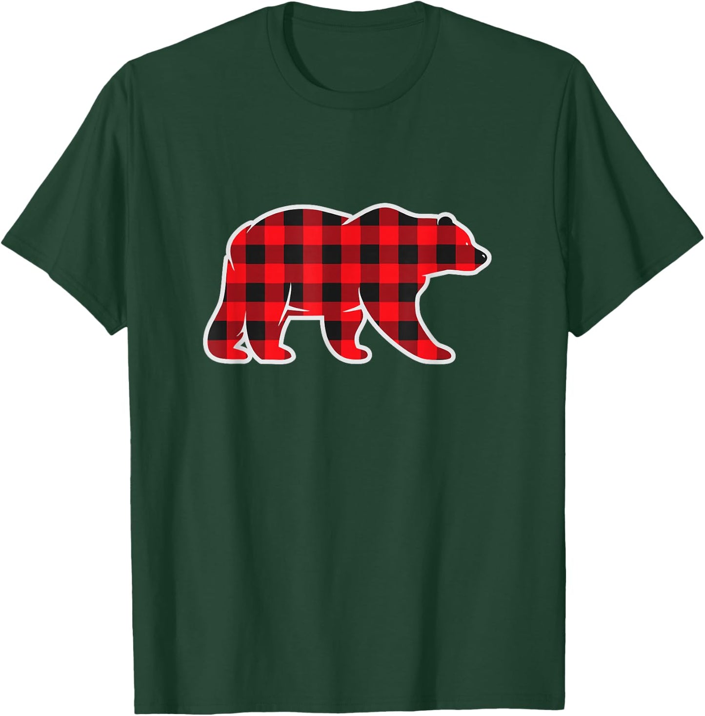 Red Buffalo Plaid Bear Matching Pajama Shirt Gingham Check T-Shirt - T-Shirt | Forest