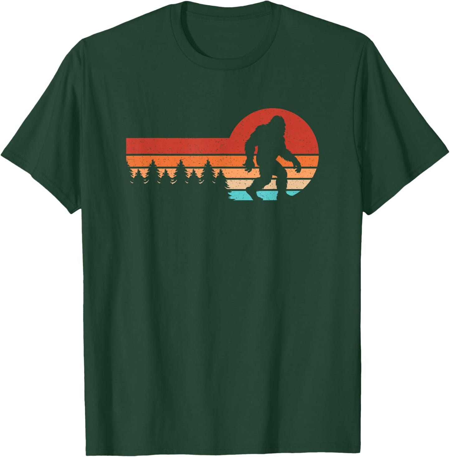 Retro Bigfoot Forest Trees Vintage Sasquatch Men T-Shirt - T-Shirt | Forest