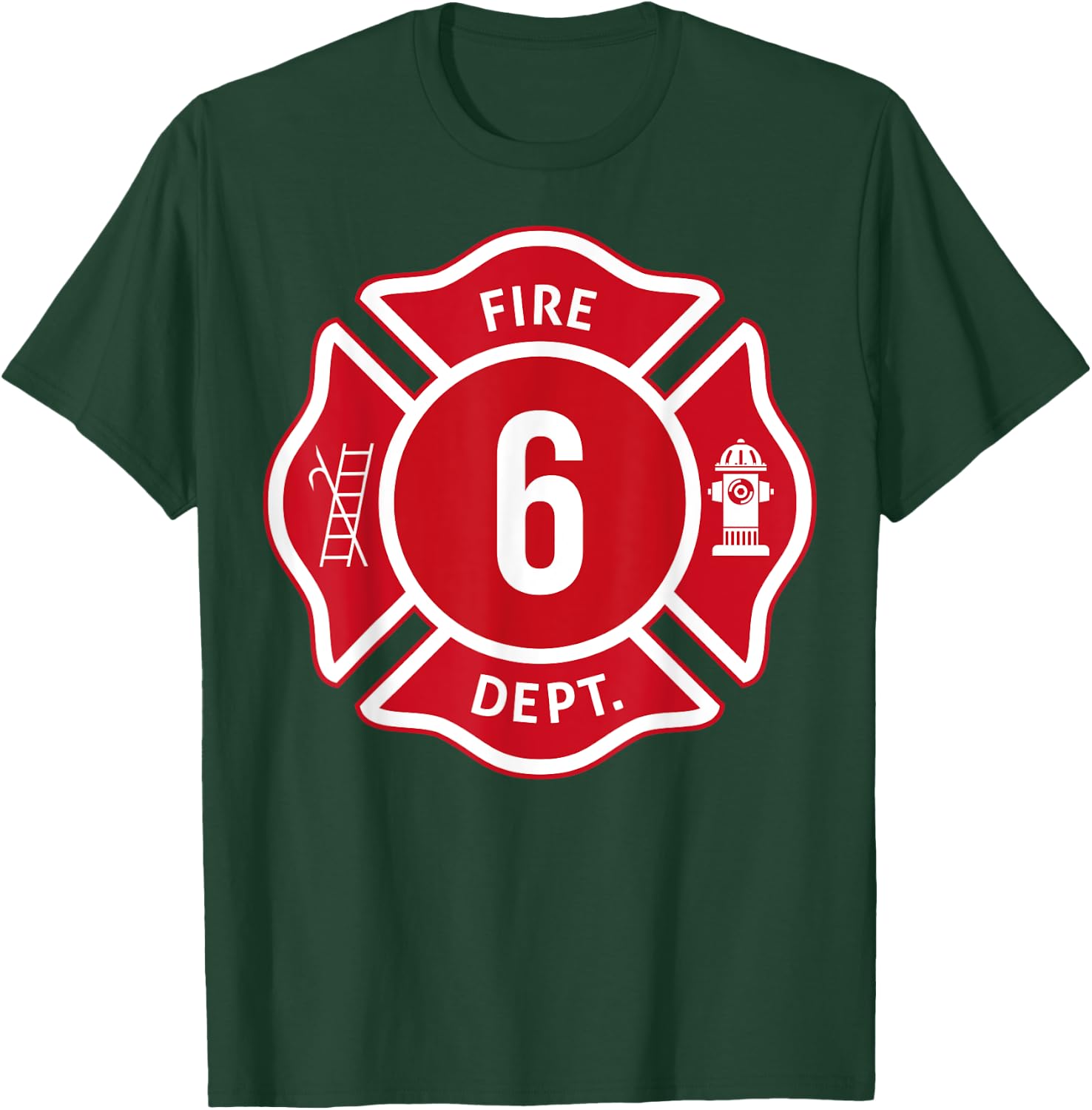 Kids Fire Truck 6th Birthday Boy Firefighter 6 Year Old T-Shirt - T-Shirt | Forest