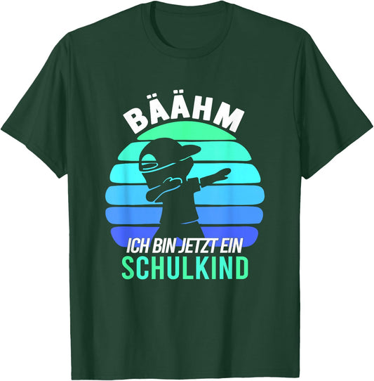 Children's with German Text "Bäähm!!! Schulkind 2025 First Day of School, black T-Shirt - T-Shirt | Forest