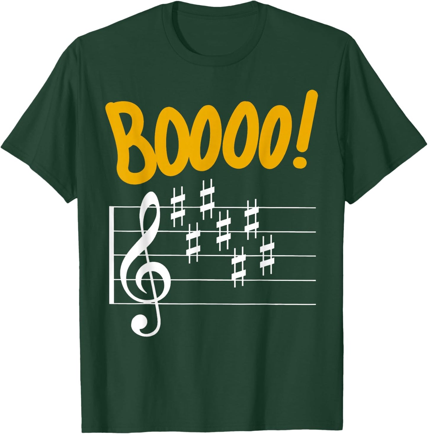 Scary Key Signature Boo Music Halloween Musician Teacher T-Shirt - T-Shirt | Forest