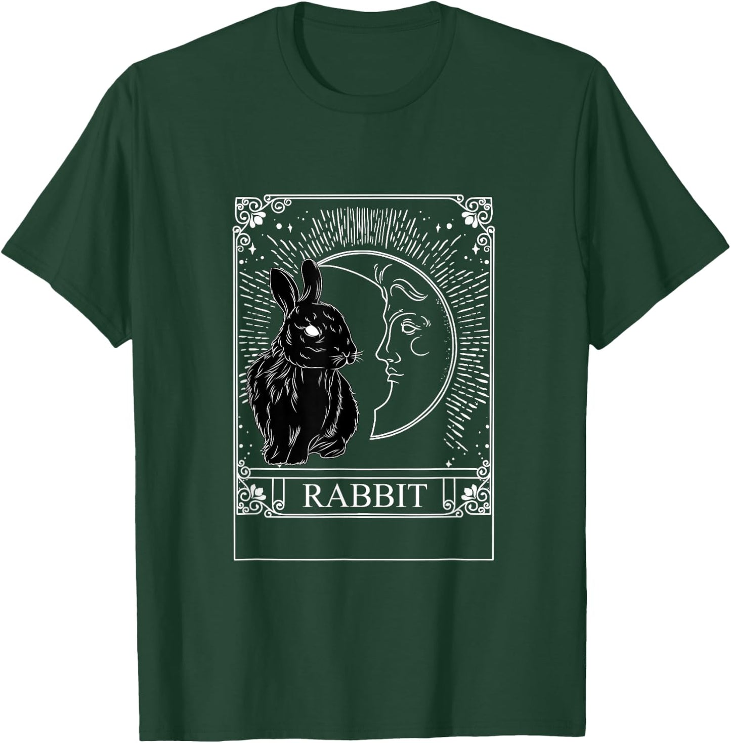 Tarot Card Crescent Moon Rabbit Graphic T-Shirt - T-Shirt | Forest