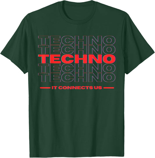 Techno It Connects Us Men's Women's Festival Rave EDM , black T-Shirt - T-Shirt | Forest