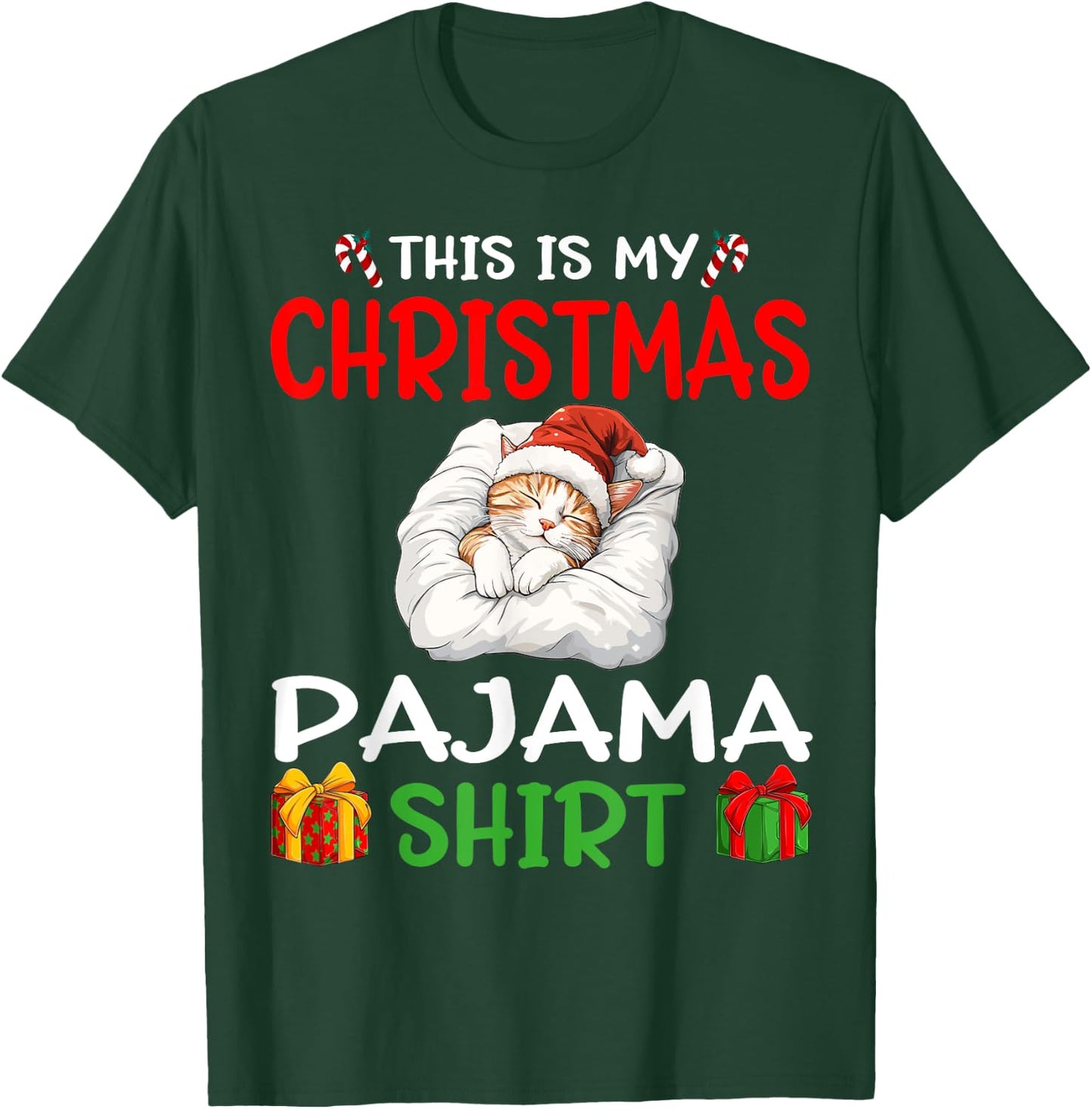 Cute Cat Kitten Animal This is my Christmas Pajama T-Shirt - T-Shirt | Forest