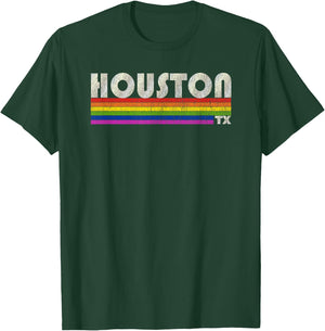 Vintage 80's Style Houston TX Gay Pride Month T-Shirt - T-Shirt | Forest