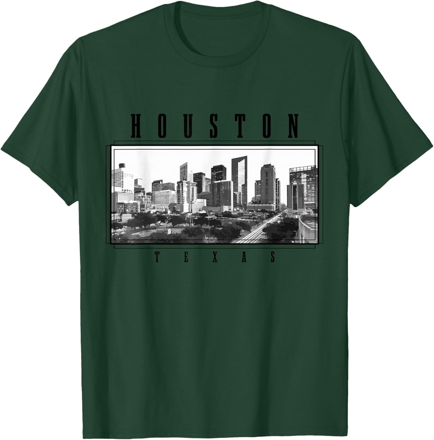Houston Vintage Skyline Texas USA America Souvenir T-Shirt - T-Shirt | Forest