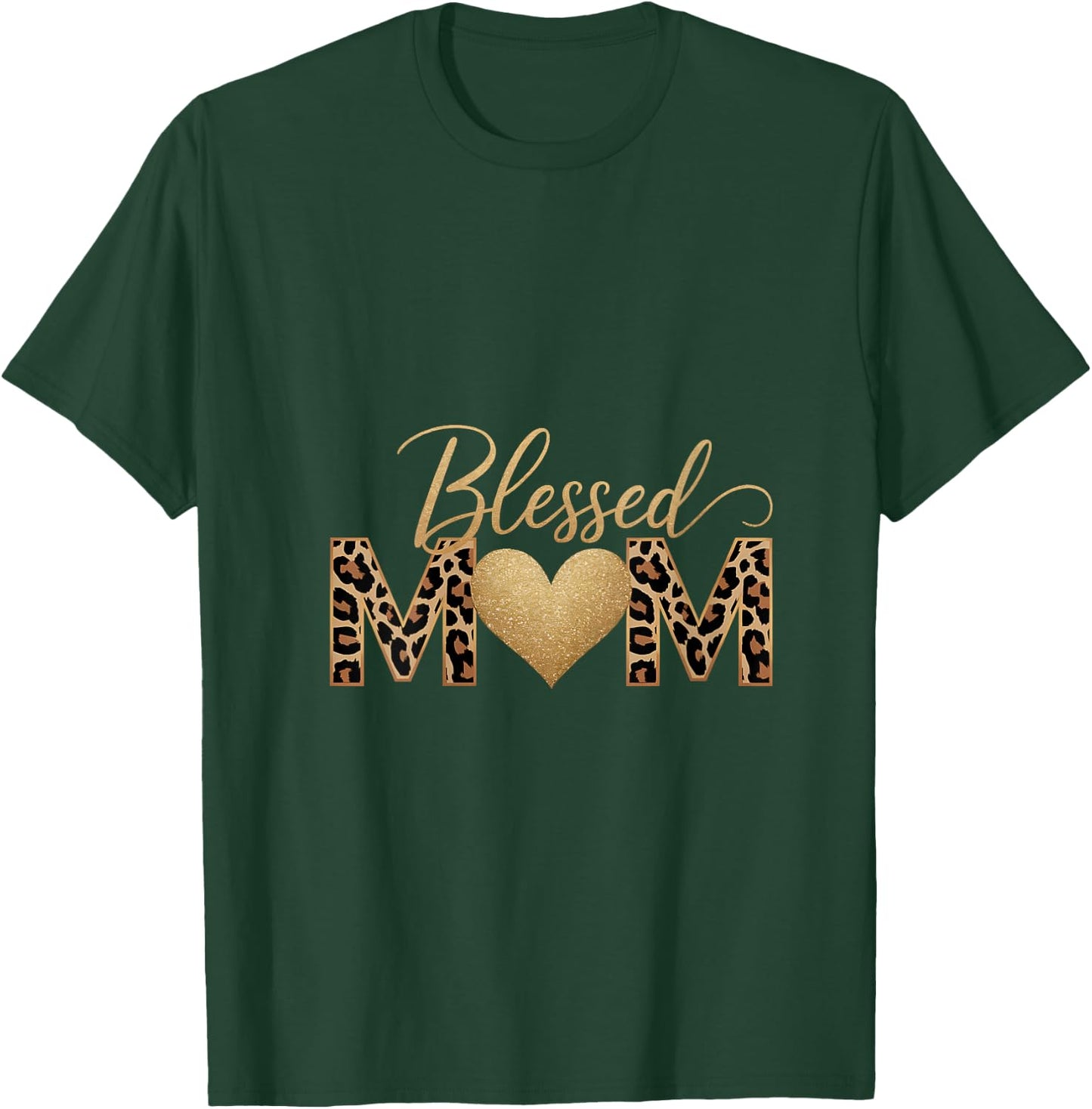 Women's Mama Women Blessed Mom Leopard Print Happy Mothers Day V-Neck T-Shirt - T-Shirt | Forest