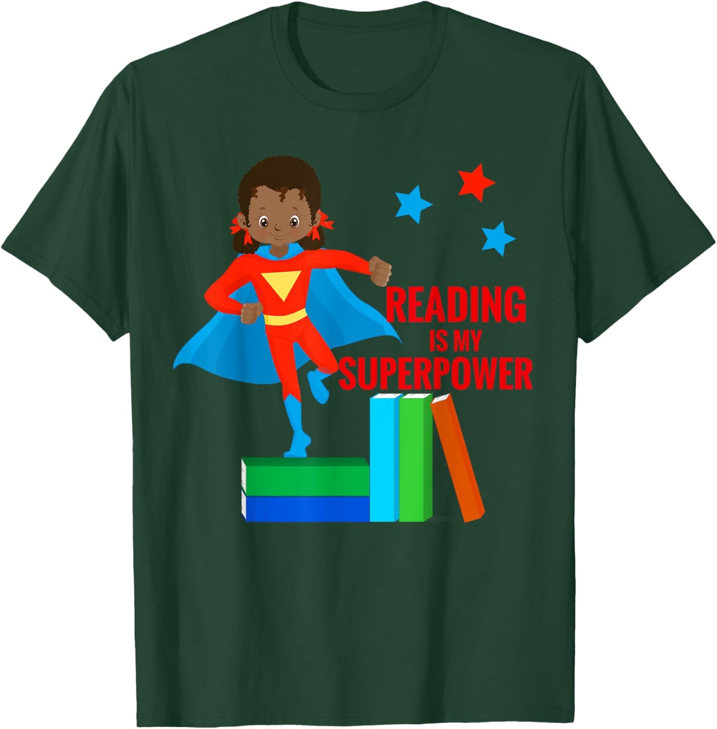 Reading is My Superpower African American Girl Books T Shirt T-Shirt - T-Shirt | Forest