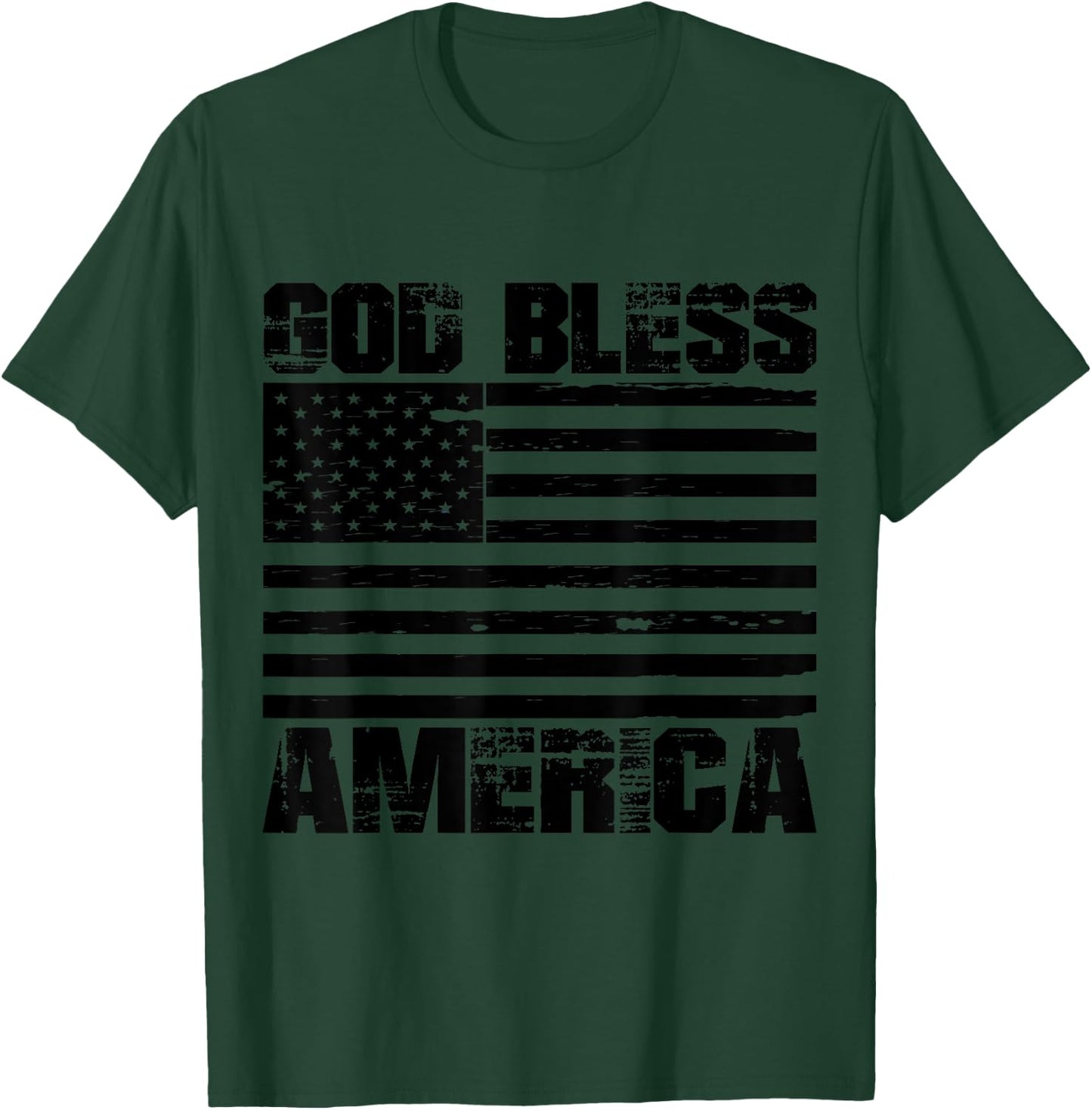 God Bless America Distressed USA flag T-Shirt - T-Shirt | Forest