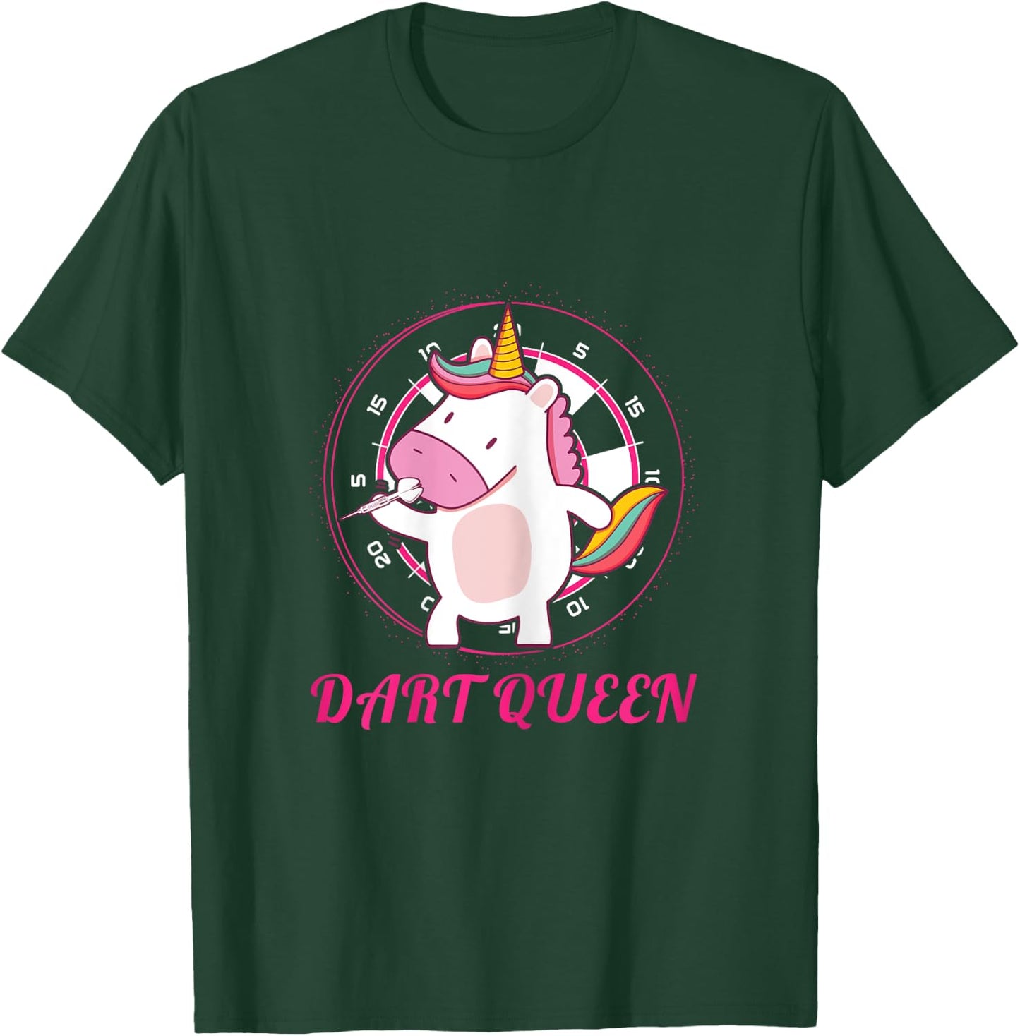 Women's Dart Queen Unicorn Darts Funny Dart Player Saying T-Shirt - T-Shirt | Forest