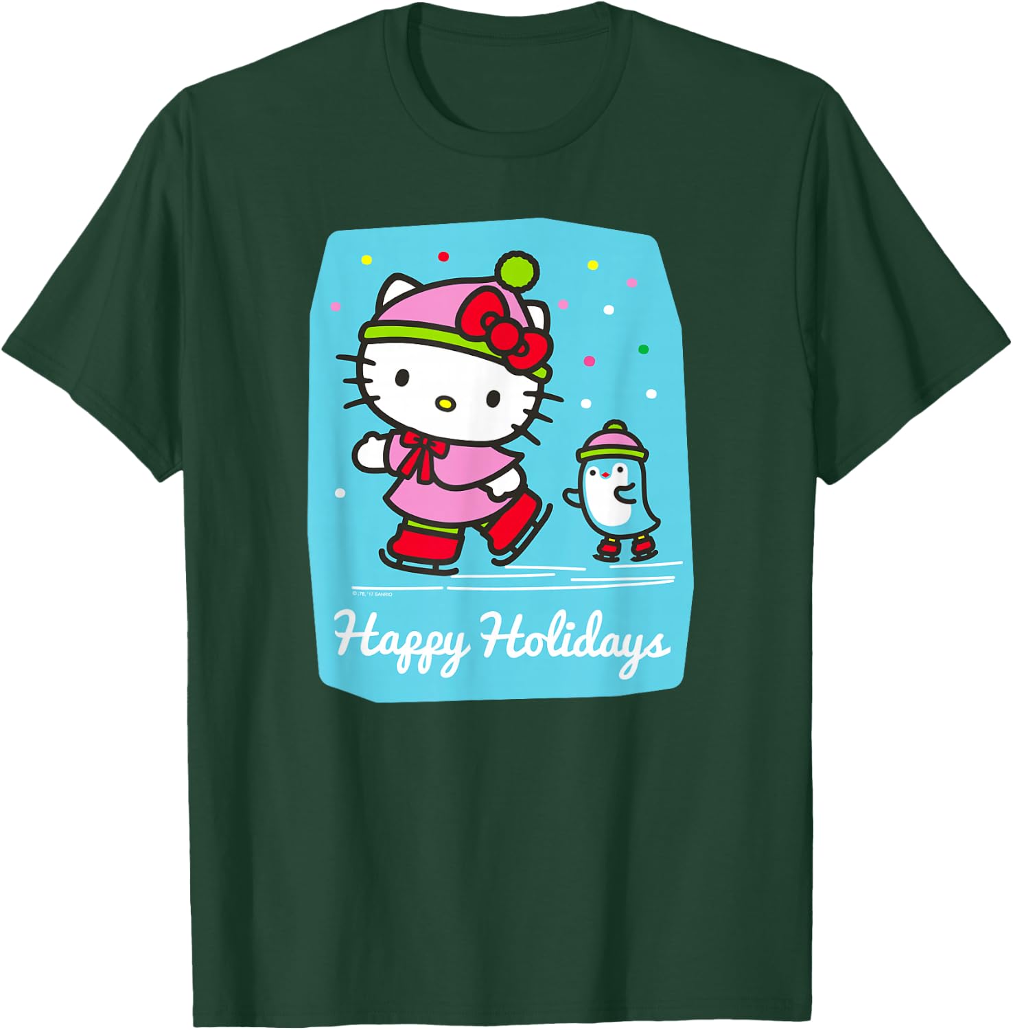 Hello Kitty Happy Holiday Ice Skating Shirt T-Shirt - T-Shirt | Forest