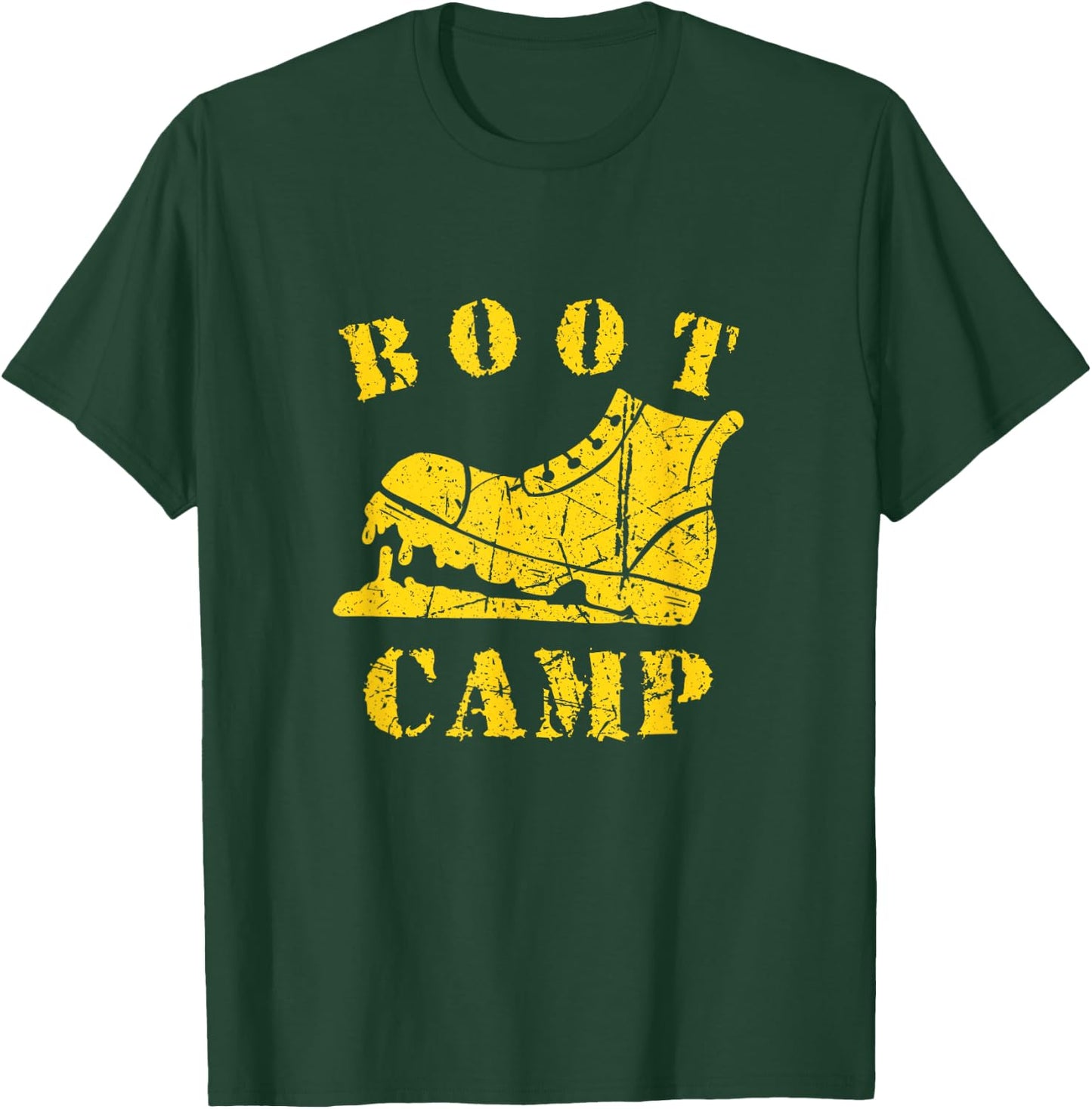 Boot Camp Military Bootcamp Fitness Workout Distressed T-Shirt - T-Shirt | Forest