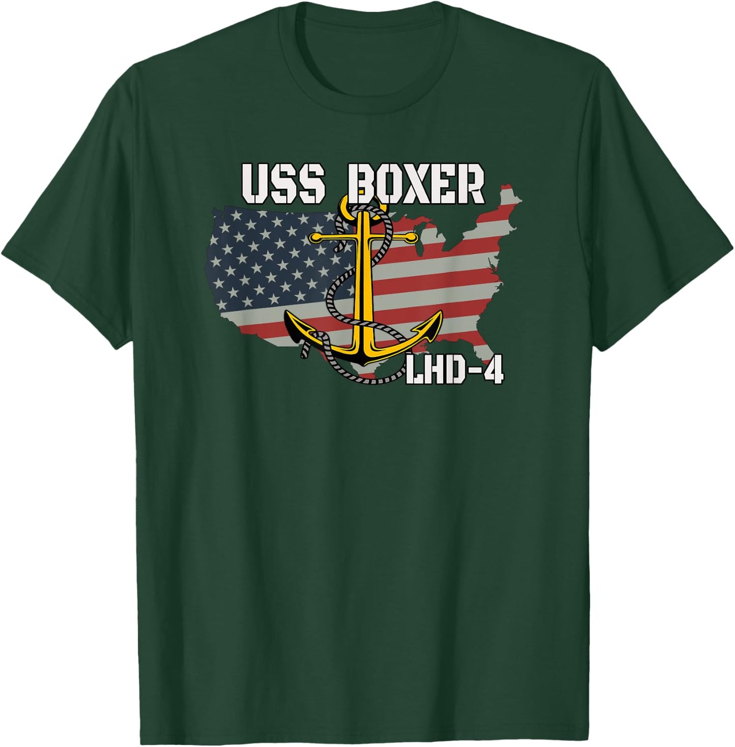 USS Boxer LHD-4 Landing Helicopter Dock Veterans Day Father T-Shirt - T-Shirt | Forest