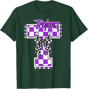 Trojans School Spirit Game Day Mascot Purple Trojan Pride T-Shirt - T-Shirt | Forest