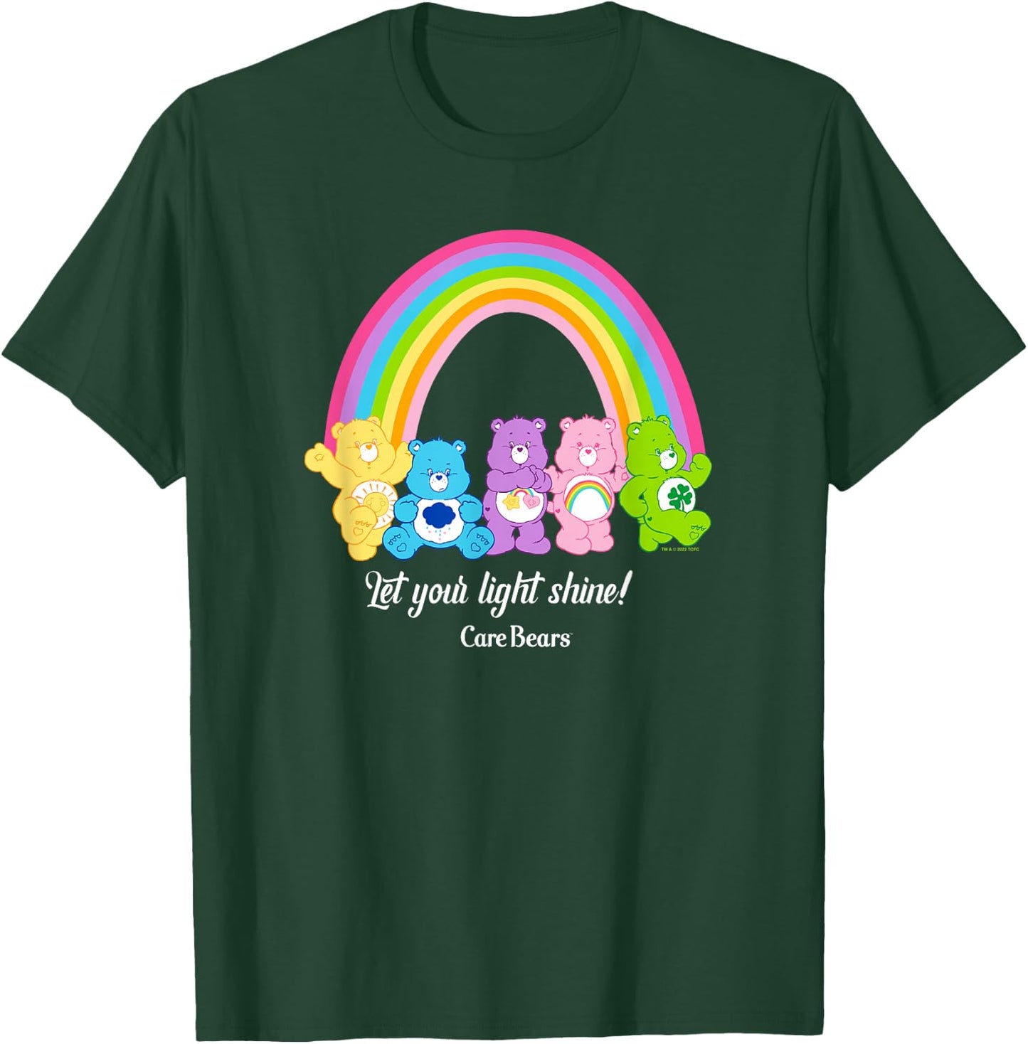 Care Bears Let Your Light Shine Vintage Rainbow Group Poster , black T-Shirt - T-Shirt | Forest