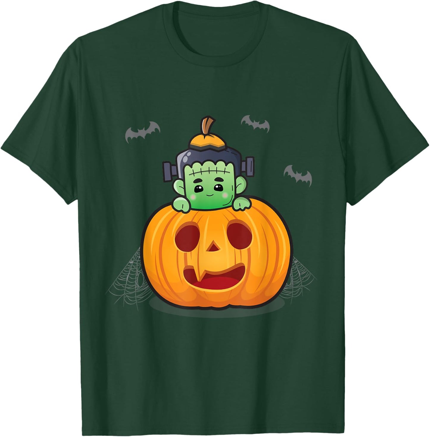 Cute Frankenstein in Pumpkin Kids Matching Halloween T-Shirt - T-Shirt | Forest
