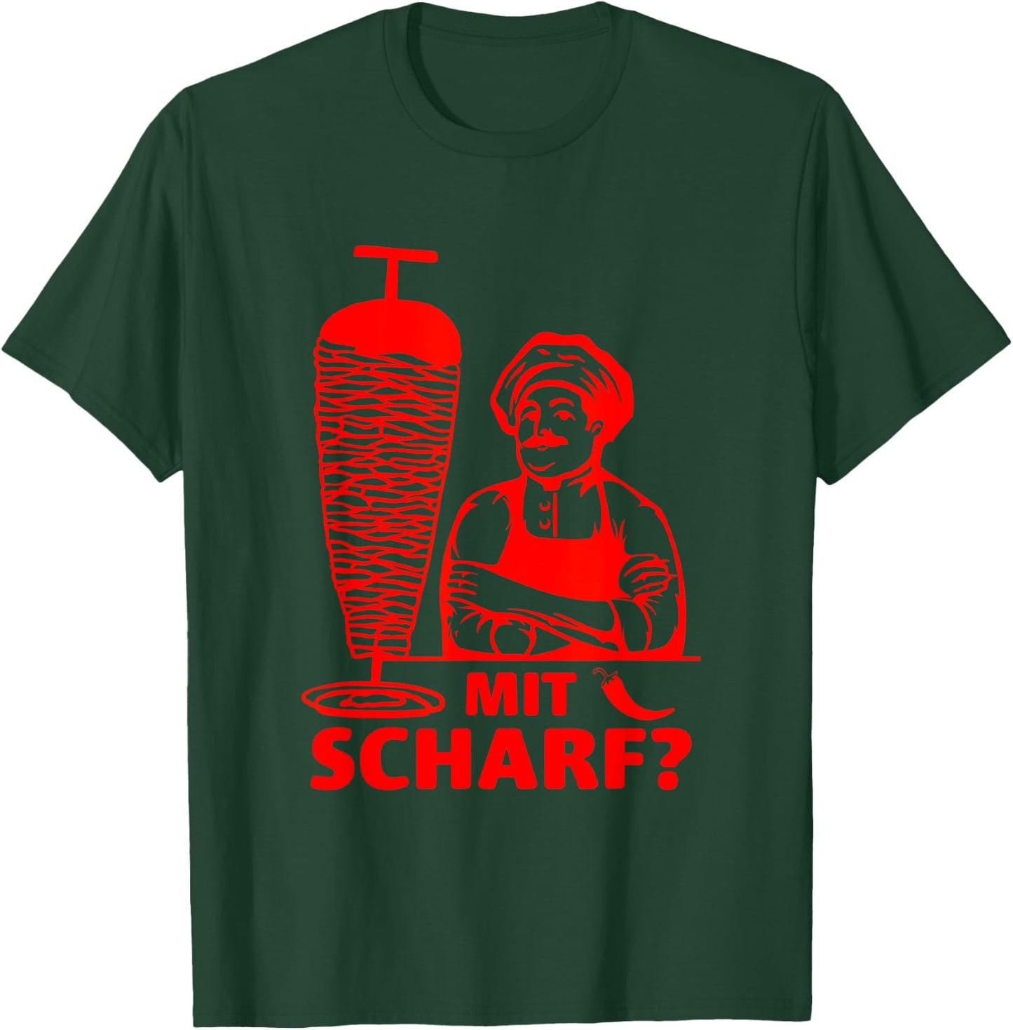 Doner Kebab Doner Shop with Scharf? , black T-Shirt - T-Shirt | Forest