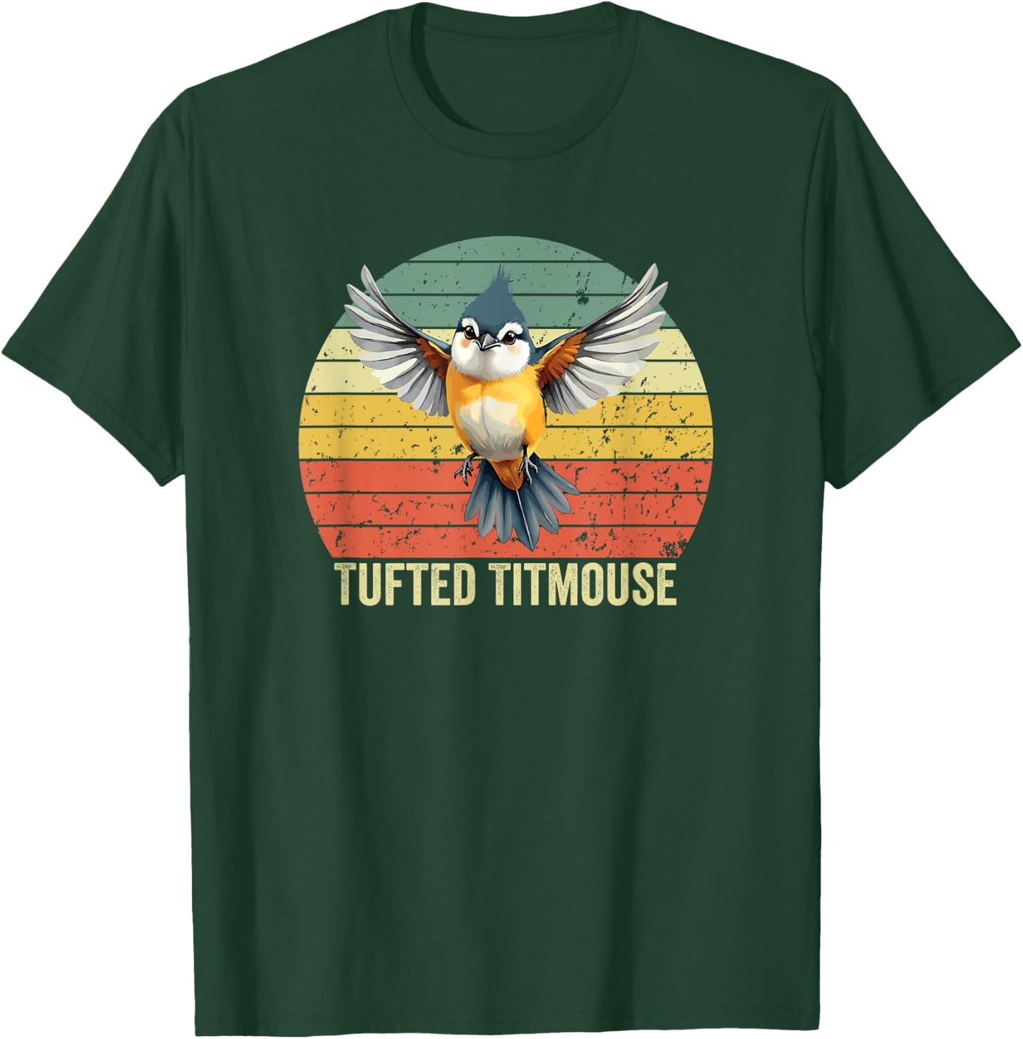 Tufted Titmouse Bird, Vintage Tufted Titmouse T-Shirt - T-Shirt | Forest