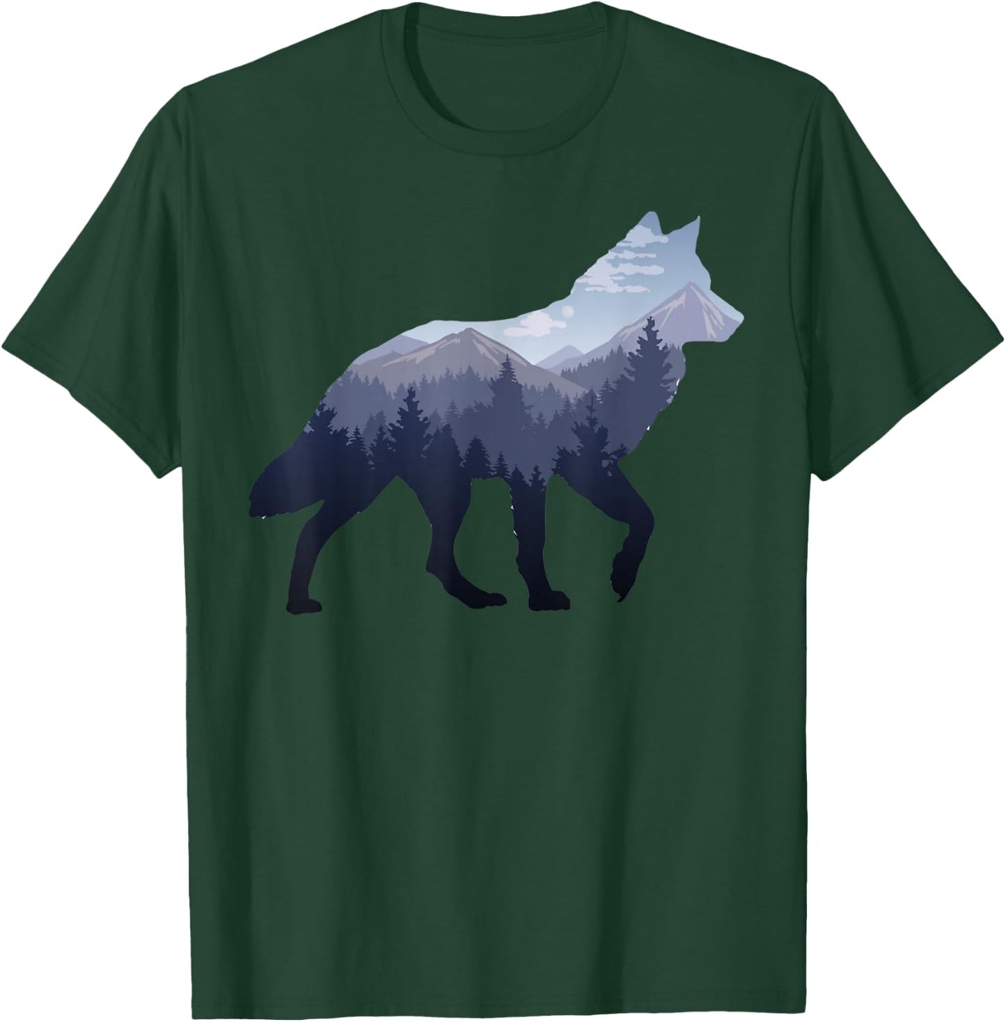 Lone Wolf Survives The Mountain Silhouette Art T-Shirt - T-Shirt | Forest