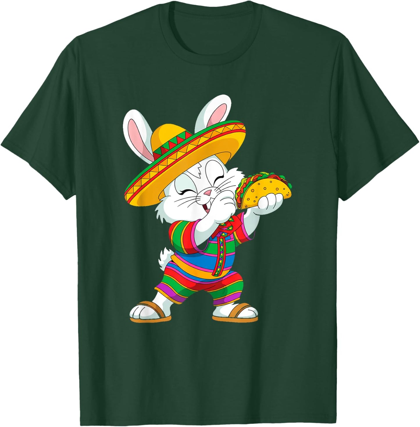 Mexican Bunny Taco Poncho Sombrero Hispanic Heritage Funny T-Shirt - T-Shirt | Forest