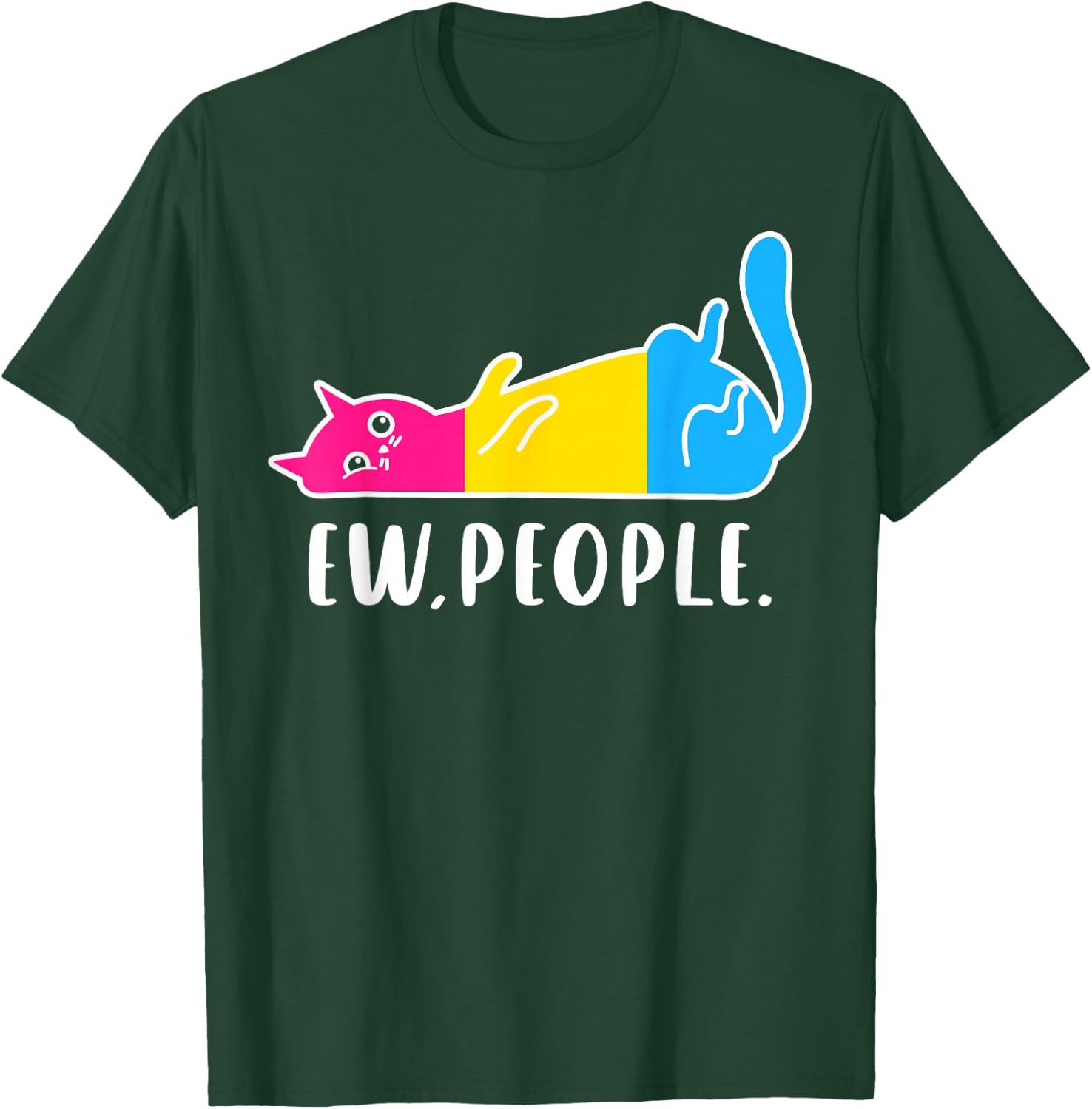 Pansexual Pride Ew People Lazy Cat LGBTQ Pan Colors Humor T-Shirt - T-Shirt | Forest