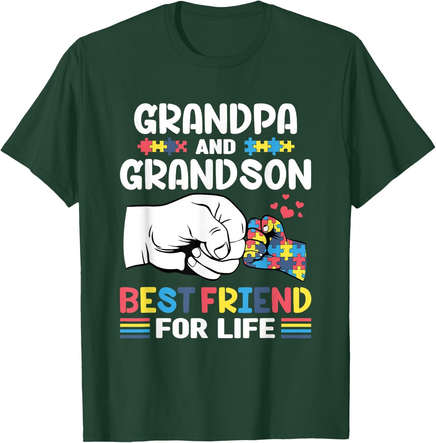 Proud Support Autism Grandpa And Grandson Autism Awareness T-Shirt - T-Shirt | Forest