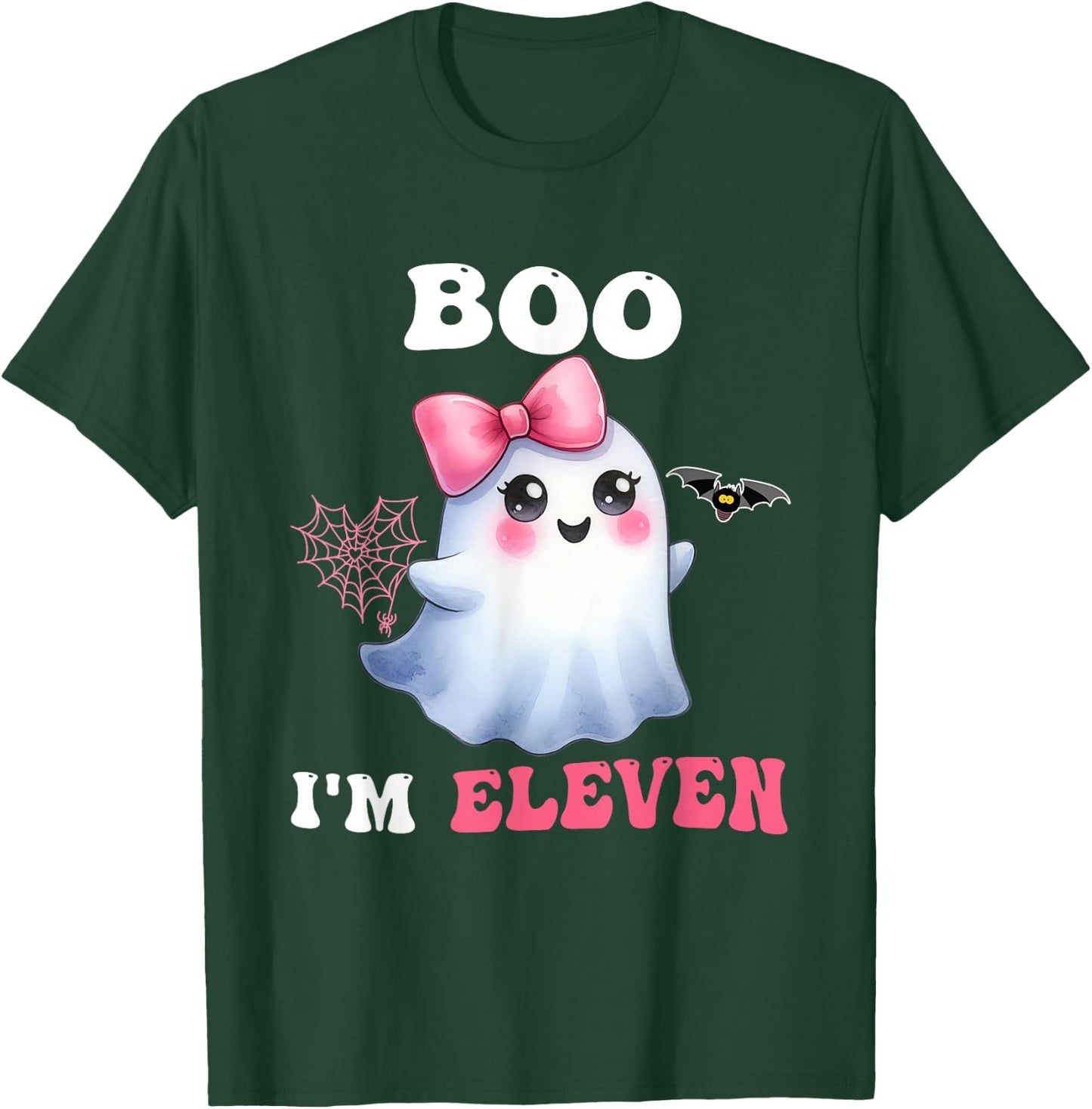 Boo I'm Eleven Cute Ghost 11th Birthday Funny Halloween Girl T-Shirt - T-Shirt | Forest
