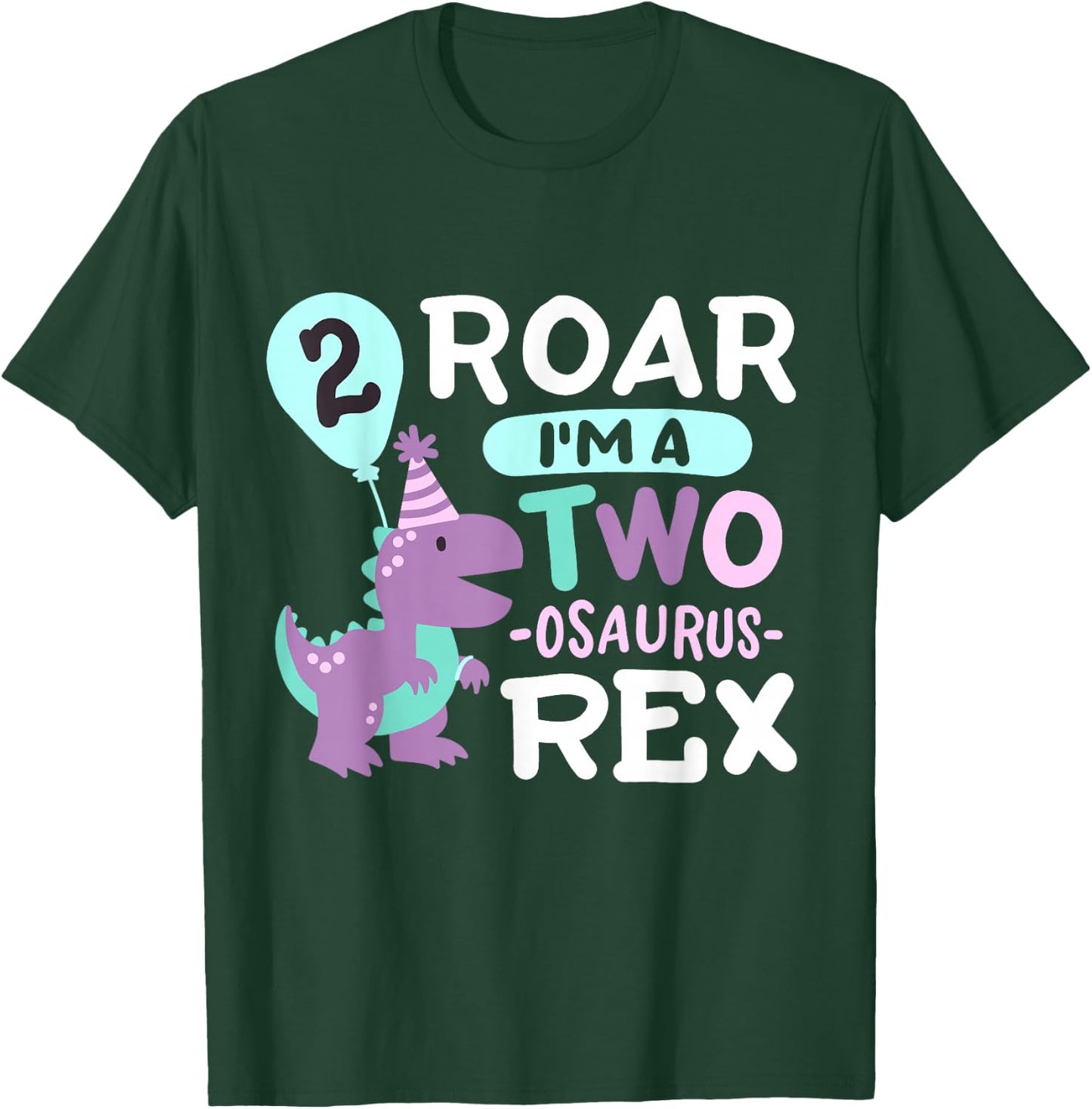 2nd Birthday Dinosaur T Rex Two Osaurus 2 Years Old Kids T-Shirt - T-Shirt | Forest