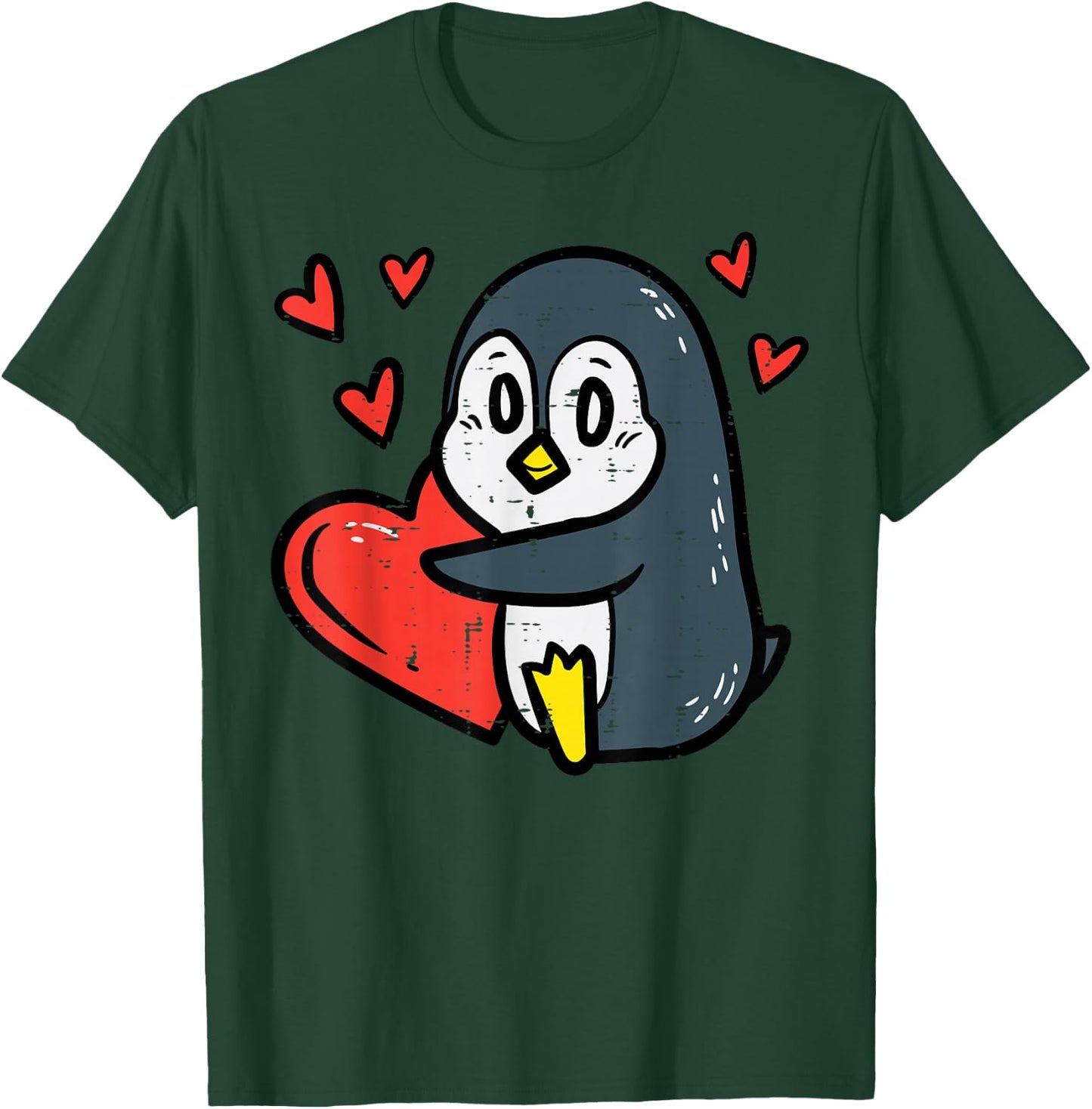 Valentines Day Penguin Heart Boys Girls Kids Toddlers Baby T-Shirt - T-Shirt | Forest