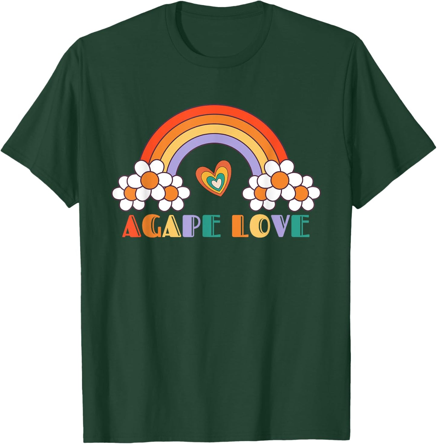 Agape Love Rainbow Heart Inspirational Women Christian T-Shirt - T-Shirt | Forest