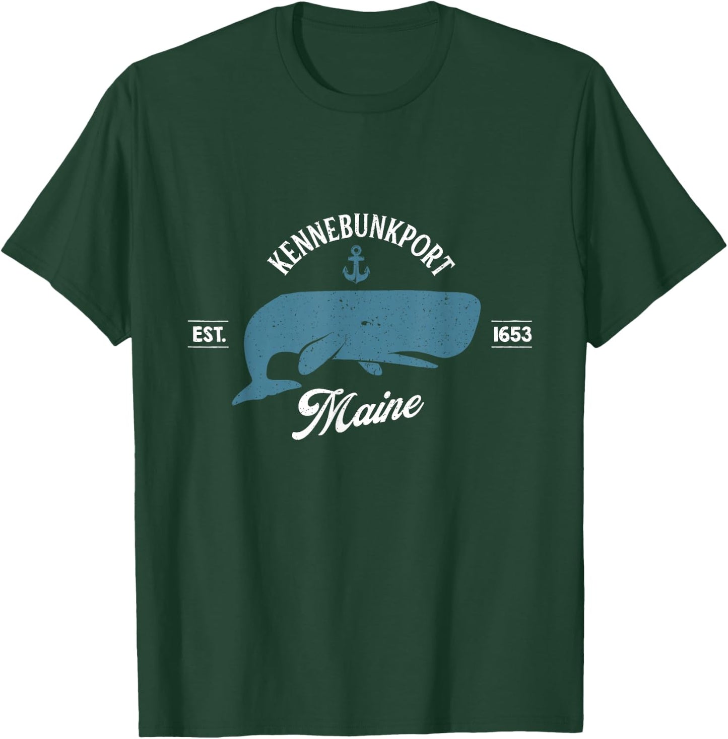 Vintage Ocean Whale Anchor Kennebunkport Maine Nautical T-Shirt - T-Shirt | Forest