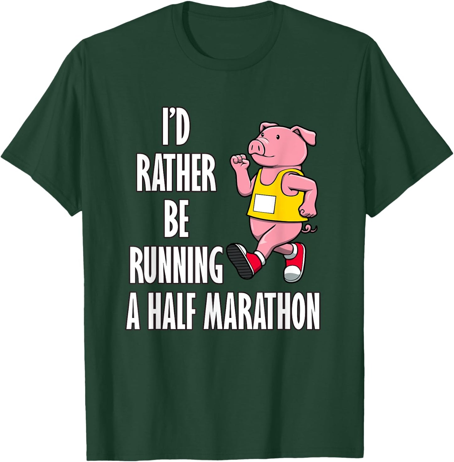 Cute Pig Half Marathon Running Hobby Sports T-Shirt - T-Shirt | Forest